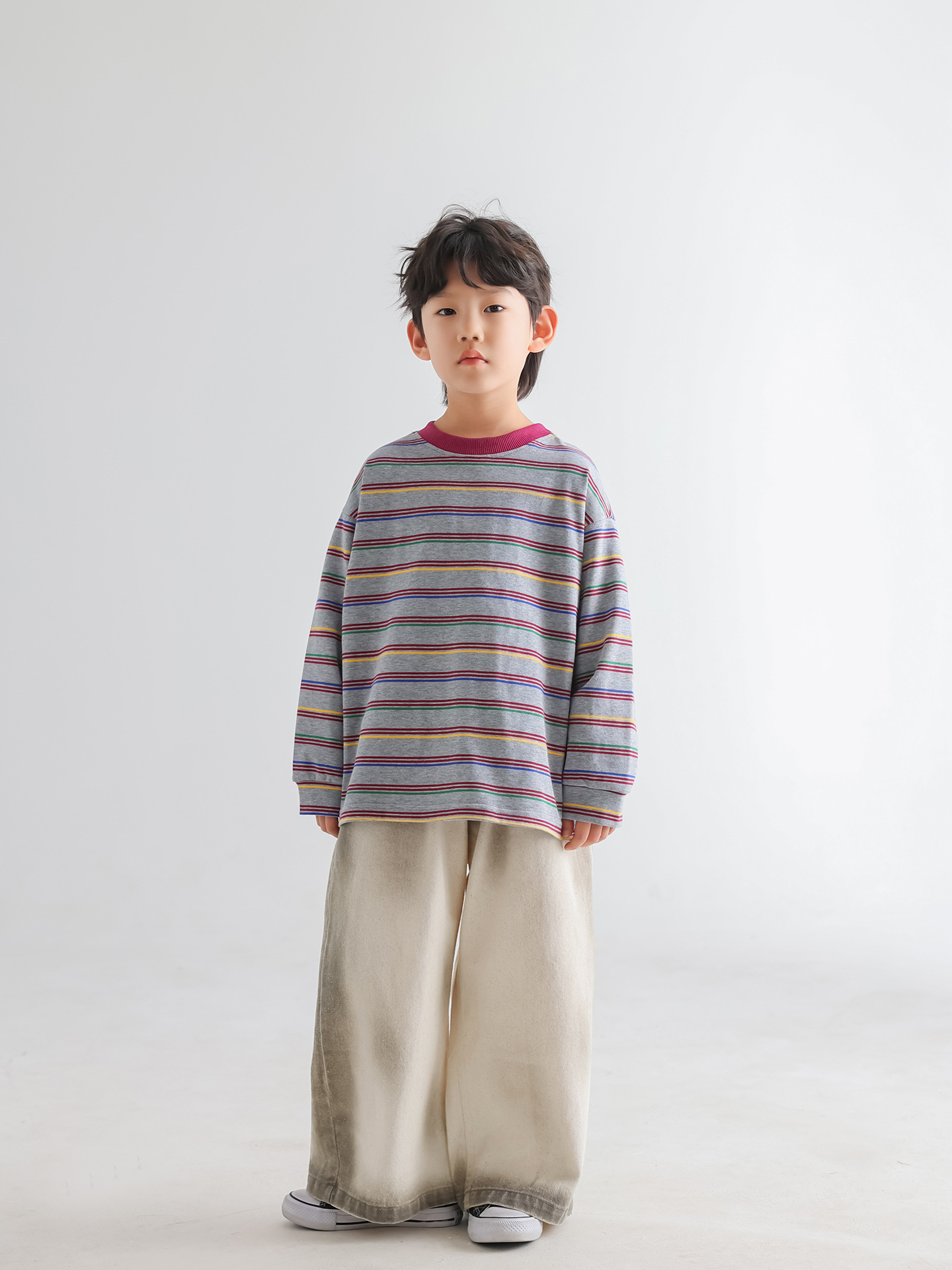 男童秋款韩版童装2025新款条纹卫衣春秋儿童宽松休闲潮范宝宝上衣