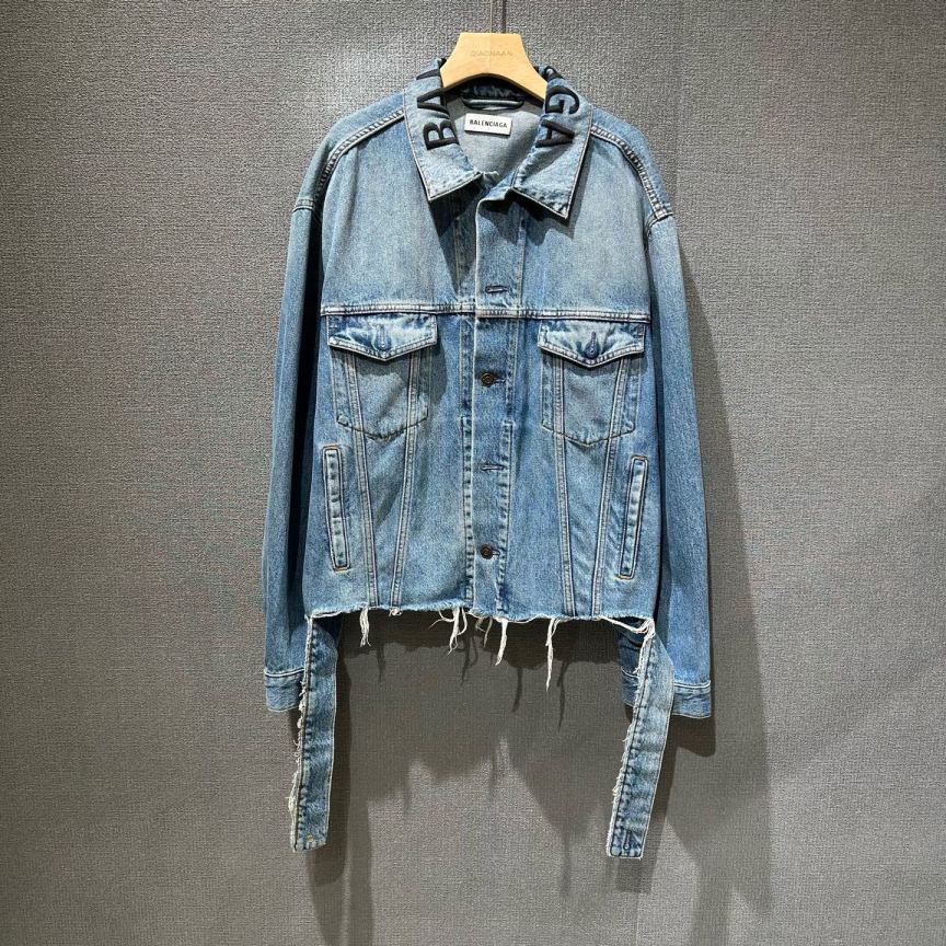 99新 Balenciaga/巴黎世家 （pm）领口刺绣牛仔外套 36码/0498