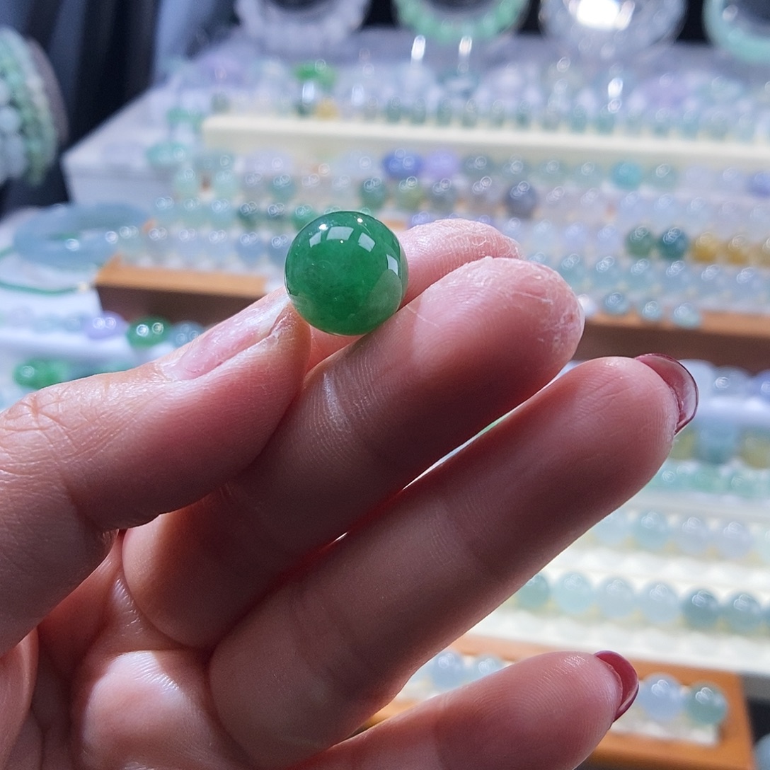 翡翠散珠圆珠12.7小纹