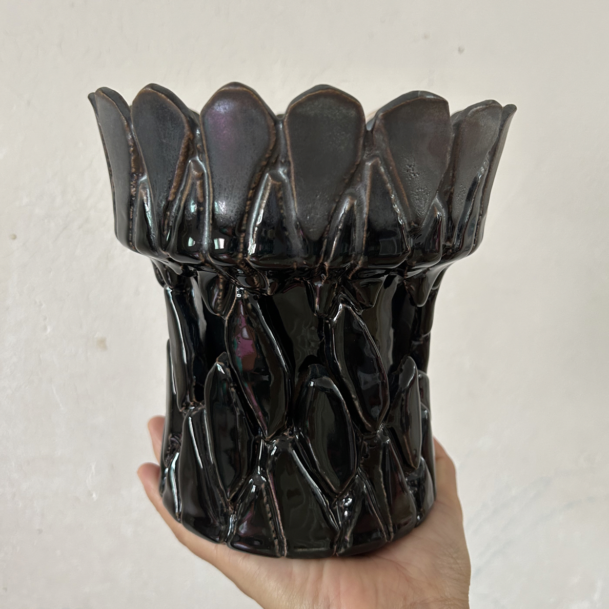 手捏块根植物盆身双层镂空内口14外高16绿植盆栽植物塊根陶瓷花盆