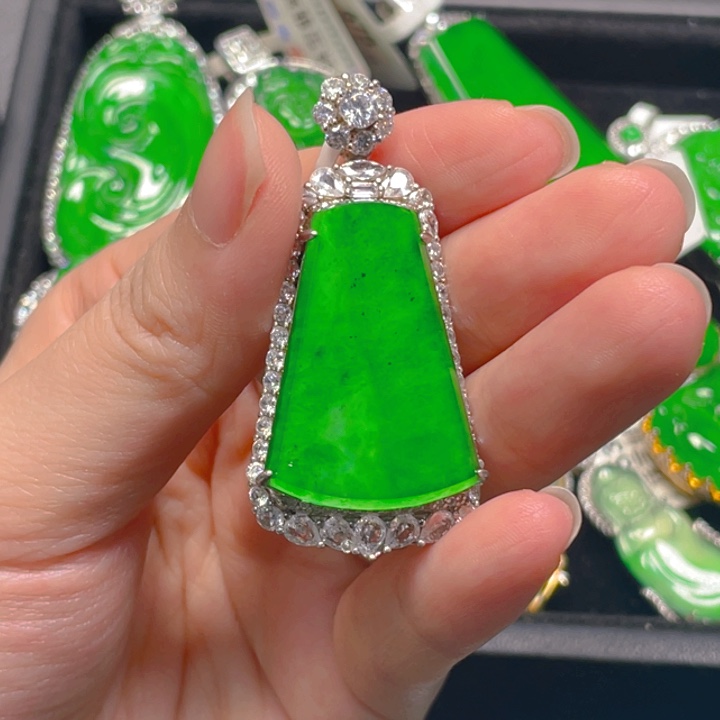 翡翠银S925镶嵌吊坠(不含链)