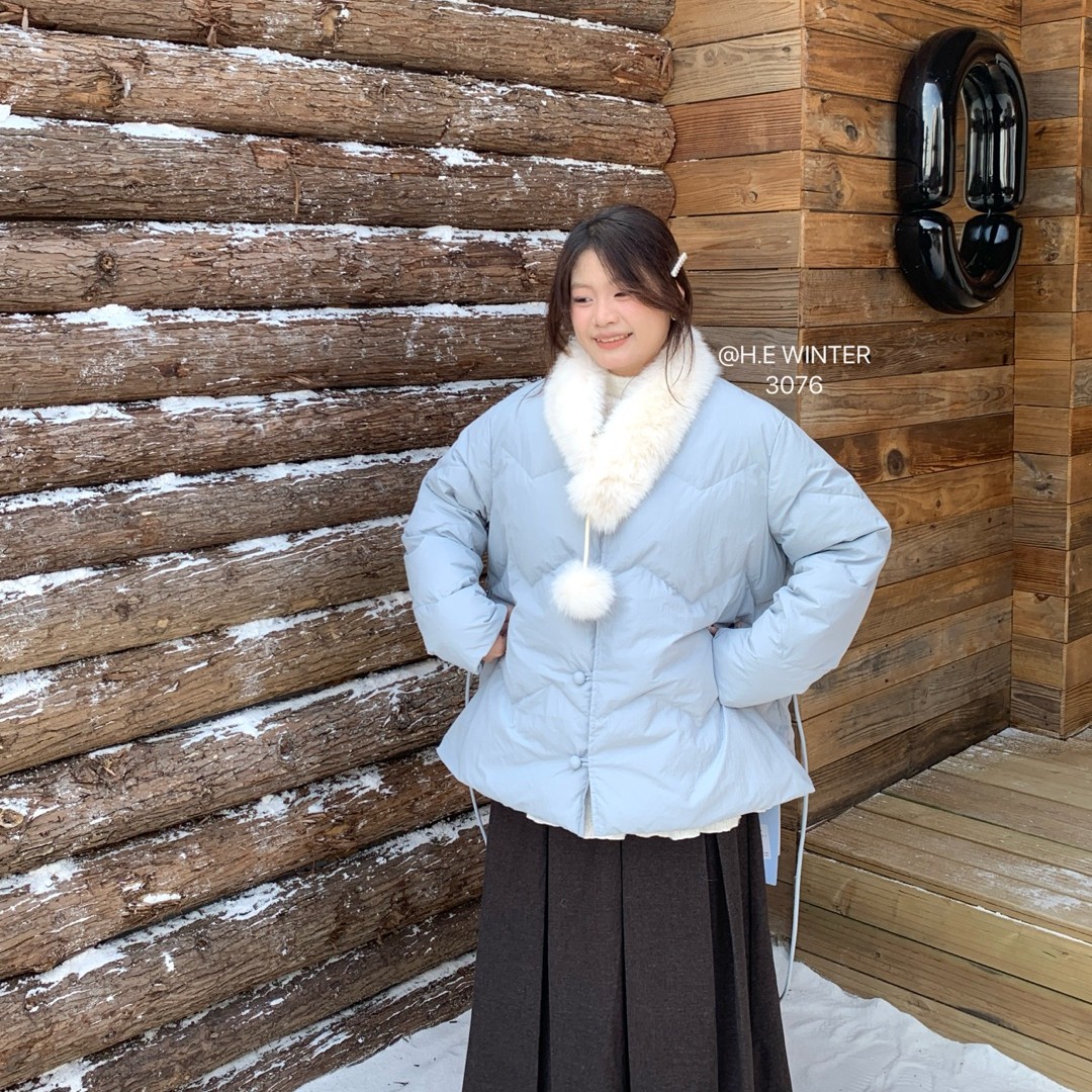 HE秋冬温柔风小个子加厚收腰棉服