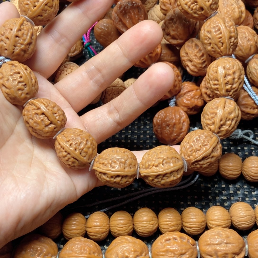 雪***飞桃核手串荔枝纹手串