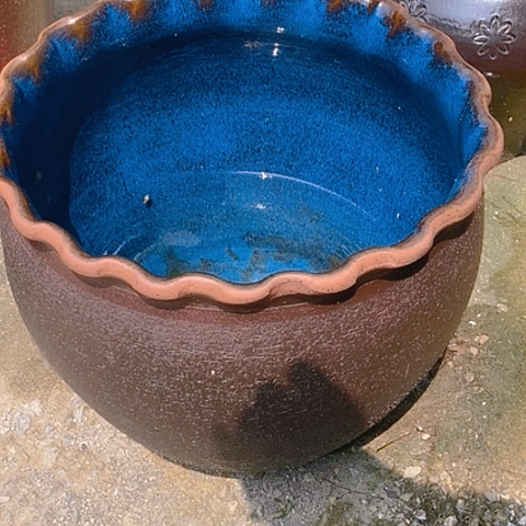 紫砂花盆口32高度28无孔处理