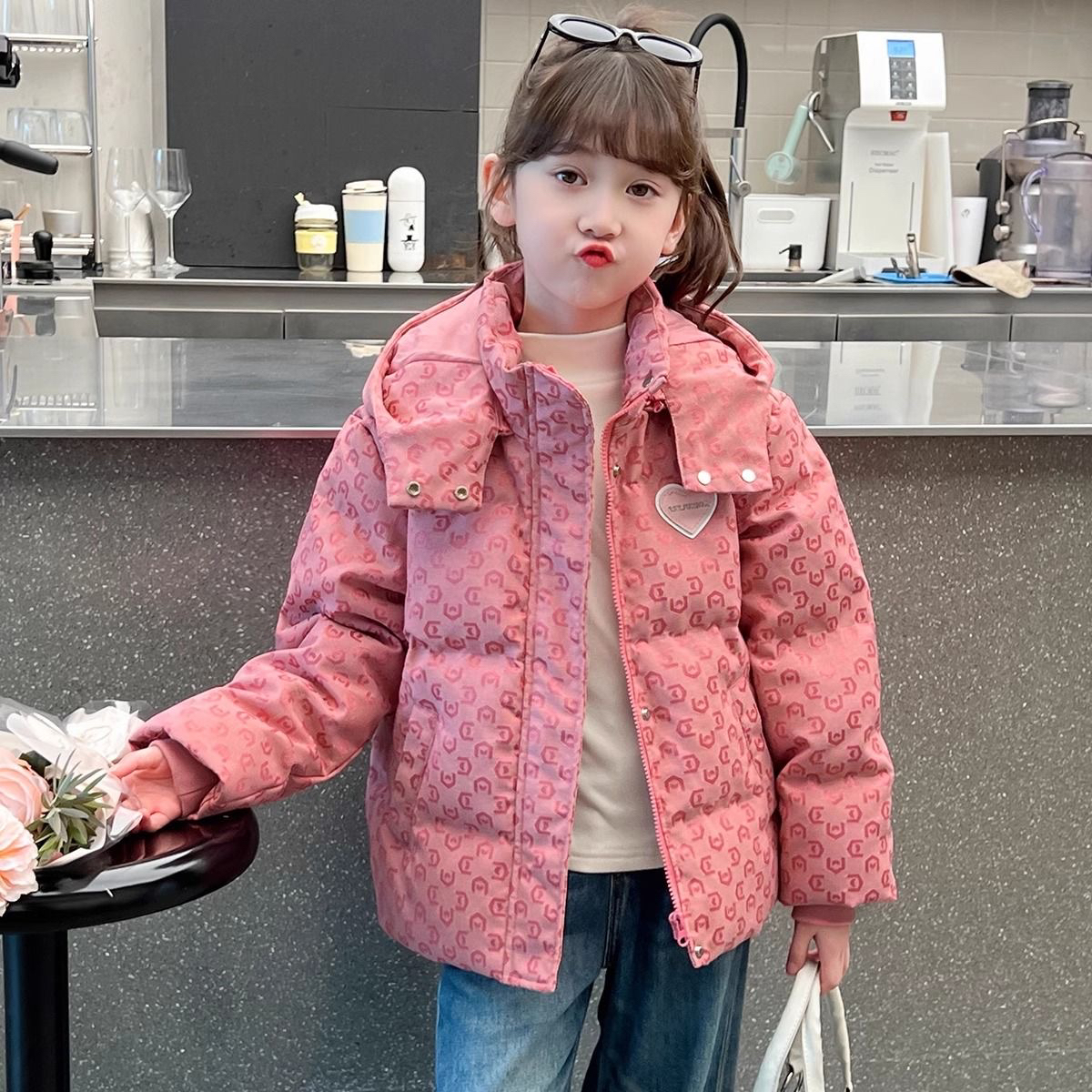 童装女童棉服中大童装棉袄童装儿童加绒加厚棉袄冬季保暖棉衣外套