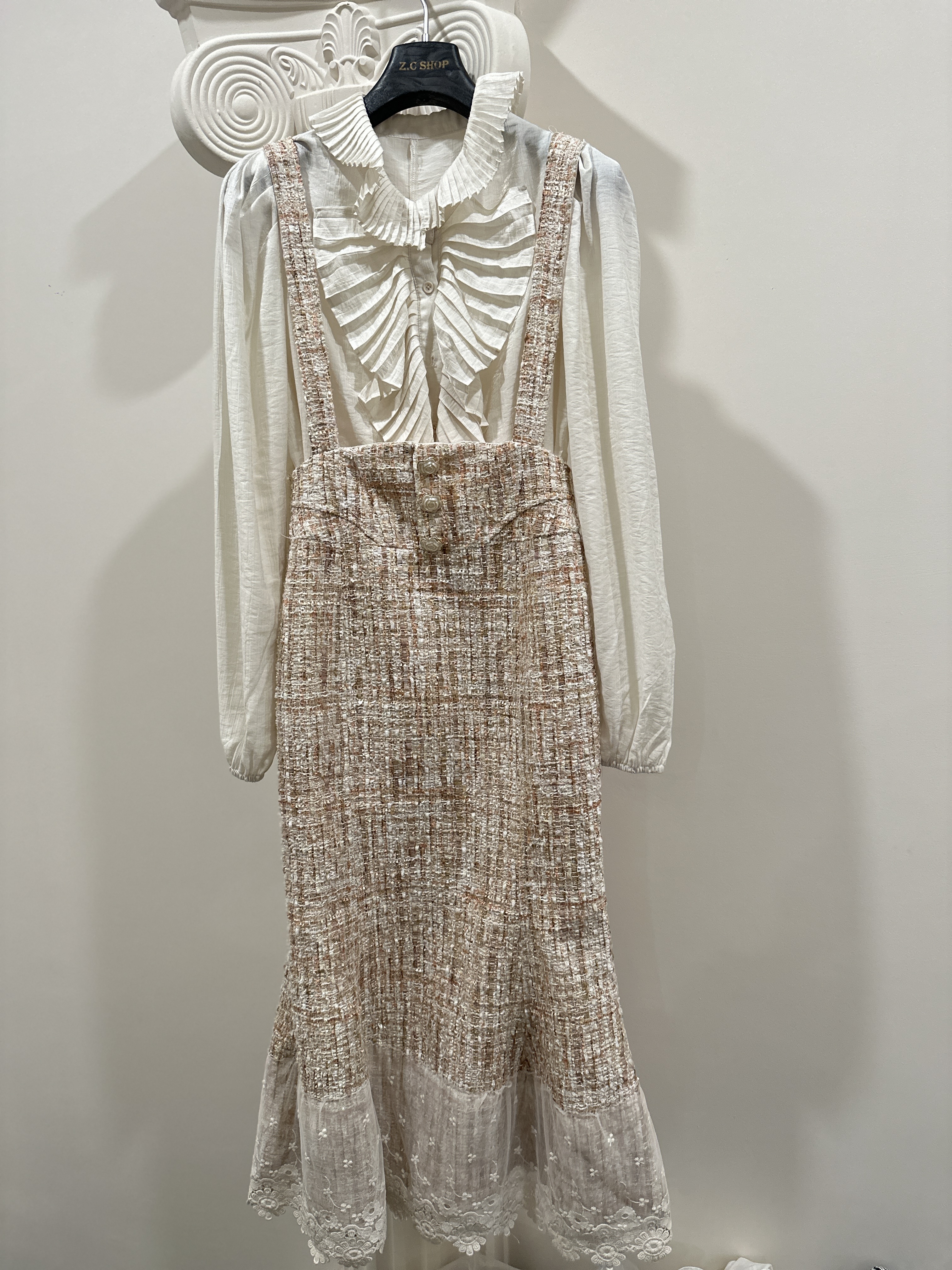 大气元（背带裙）原创设计留洋千金小香背带鱼尾裙