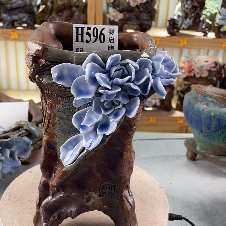 紫砂花盆景德镇陶瓷596