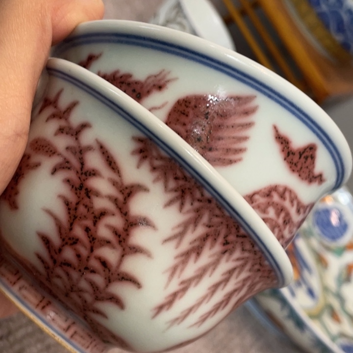 摆件杯子两只瓷器摆件