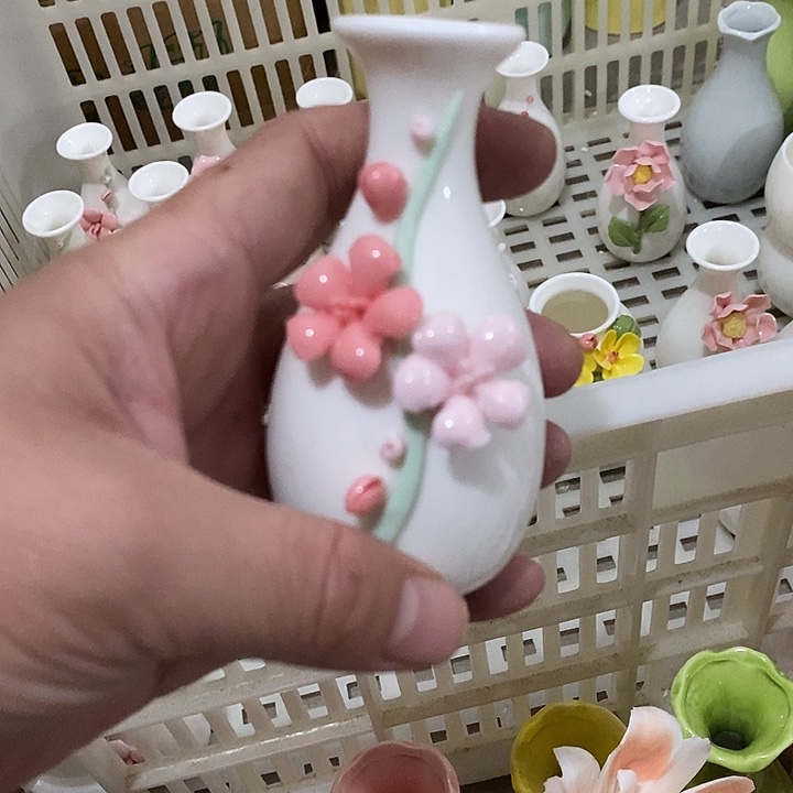 瓷片纯手工陶瓷花摆件瑕