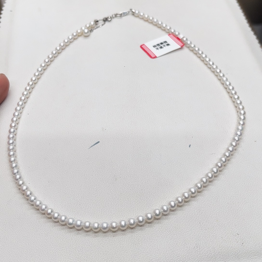 淡水珍珠项链银S925镶嵌4-5正圆