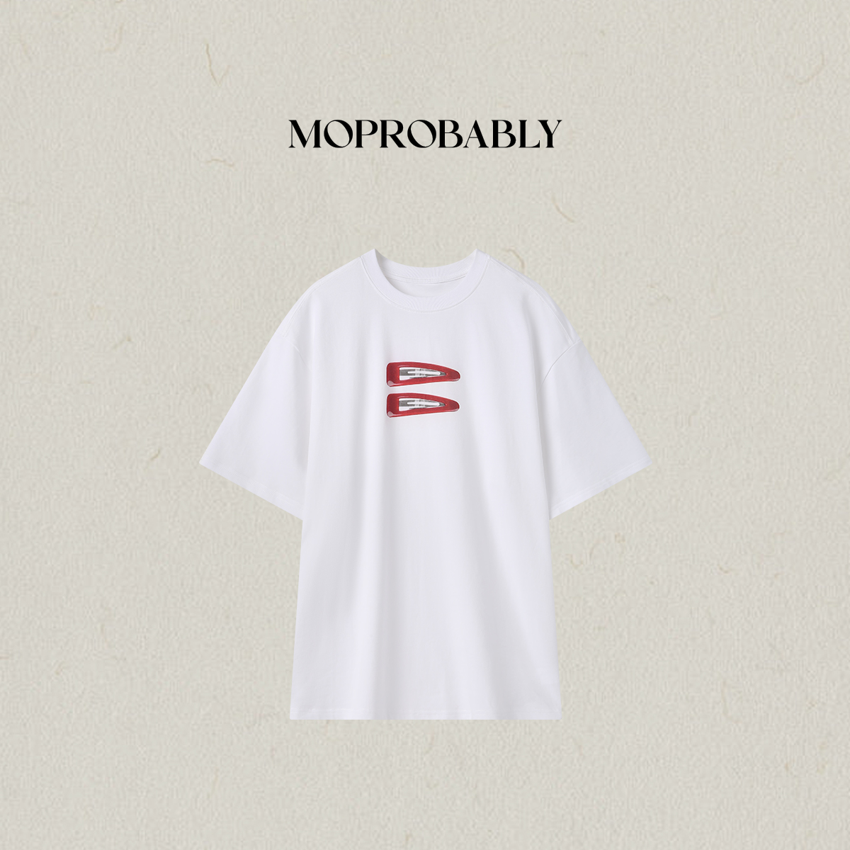 Moprobably李予诺「发夹T」 “100棉”美式复古趣味百搭T恤L5247194