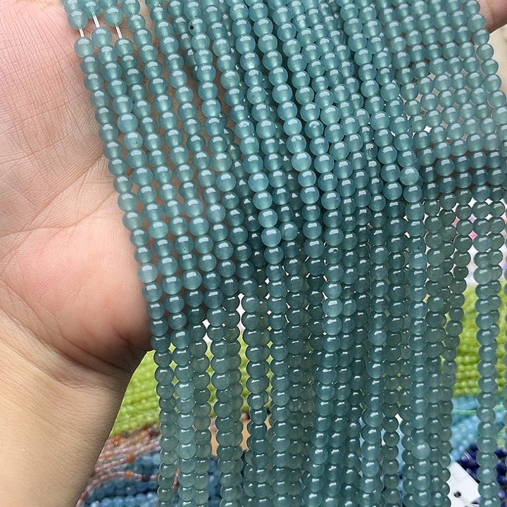 未镶嵌玛瑙/玉髓珠宝半成品一条4mm蓝水