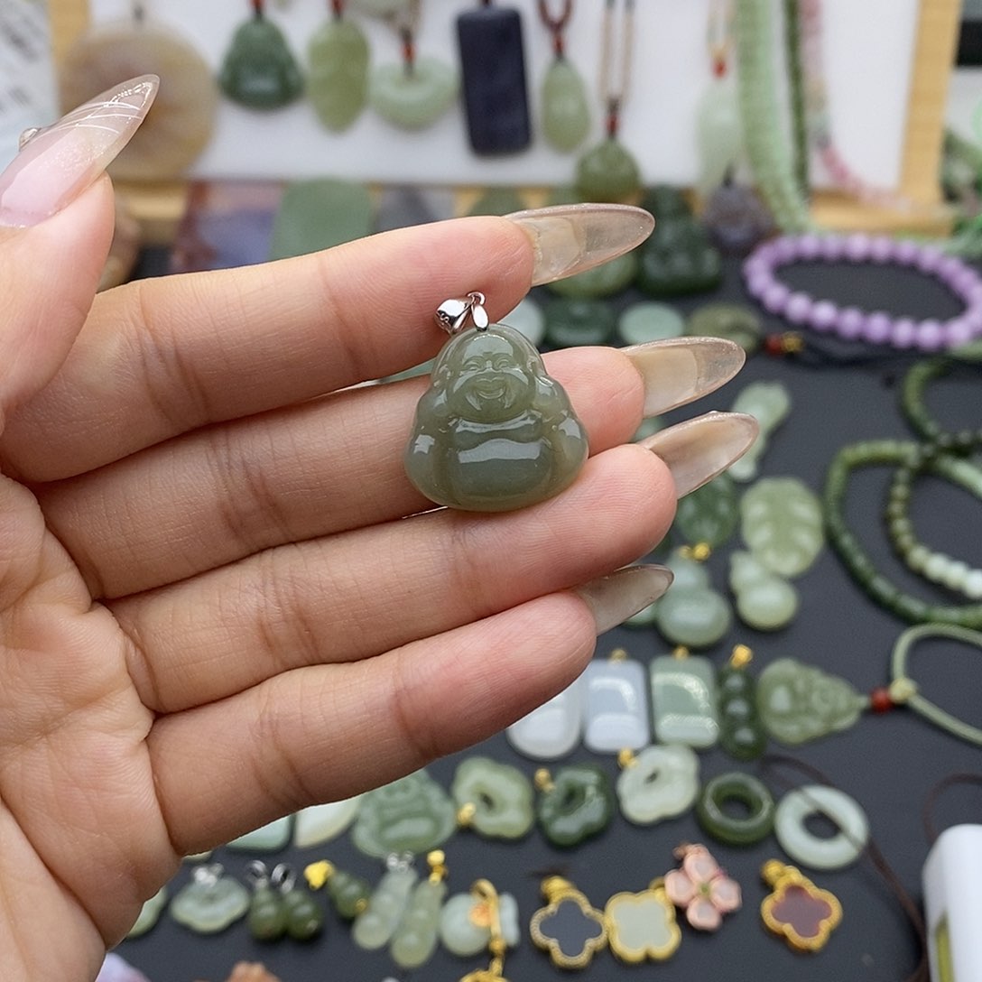 和田玉吊坠(不含链)银S925镶嵌