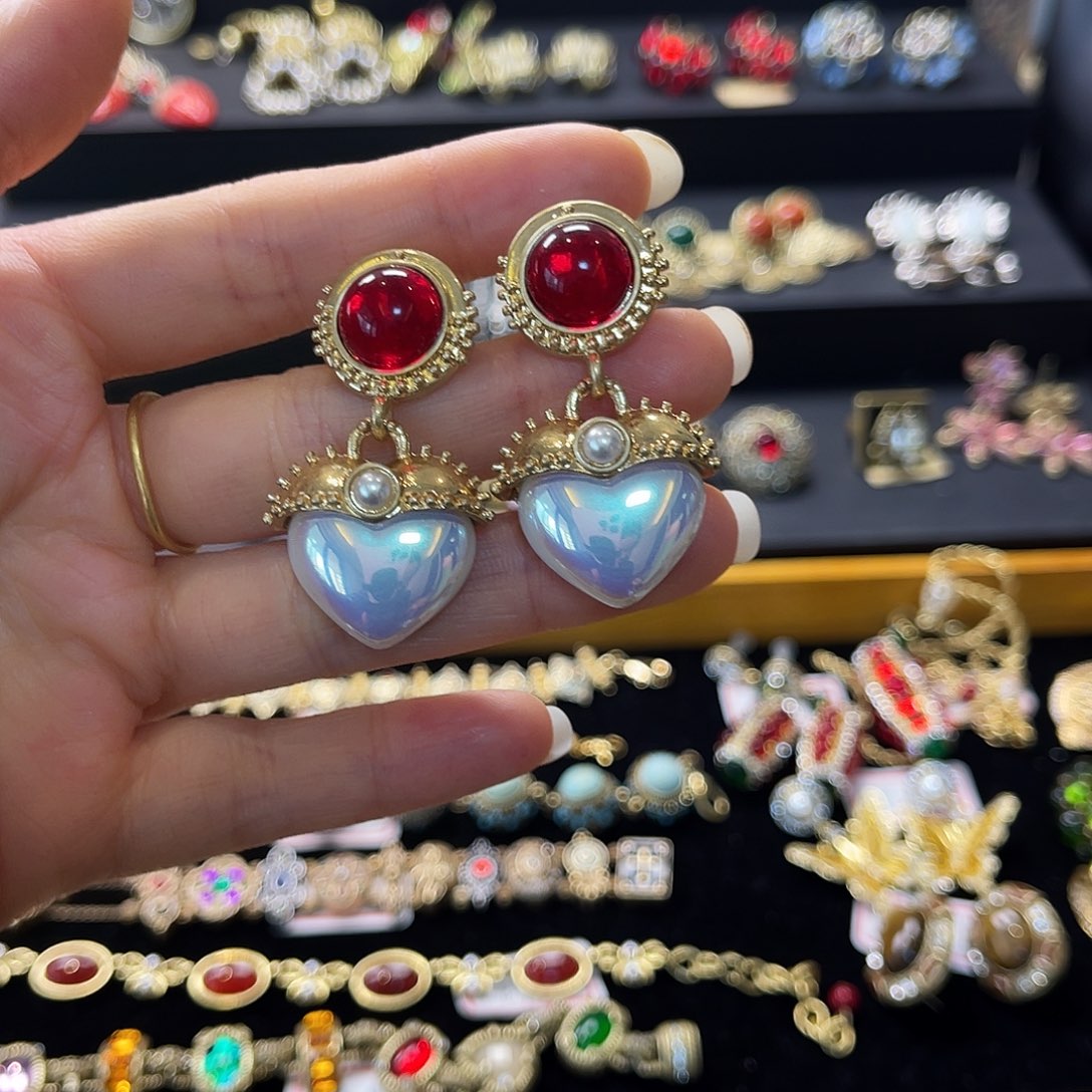 琉璃纯铜合金耳饰