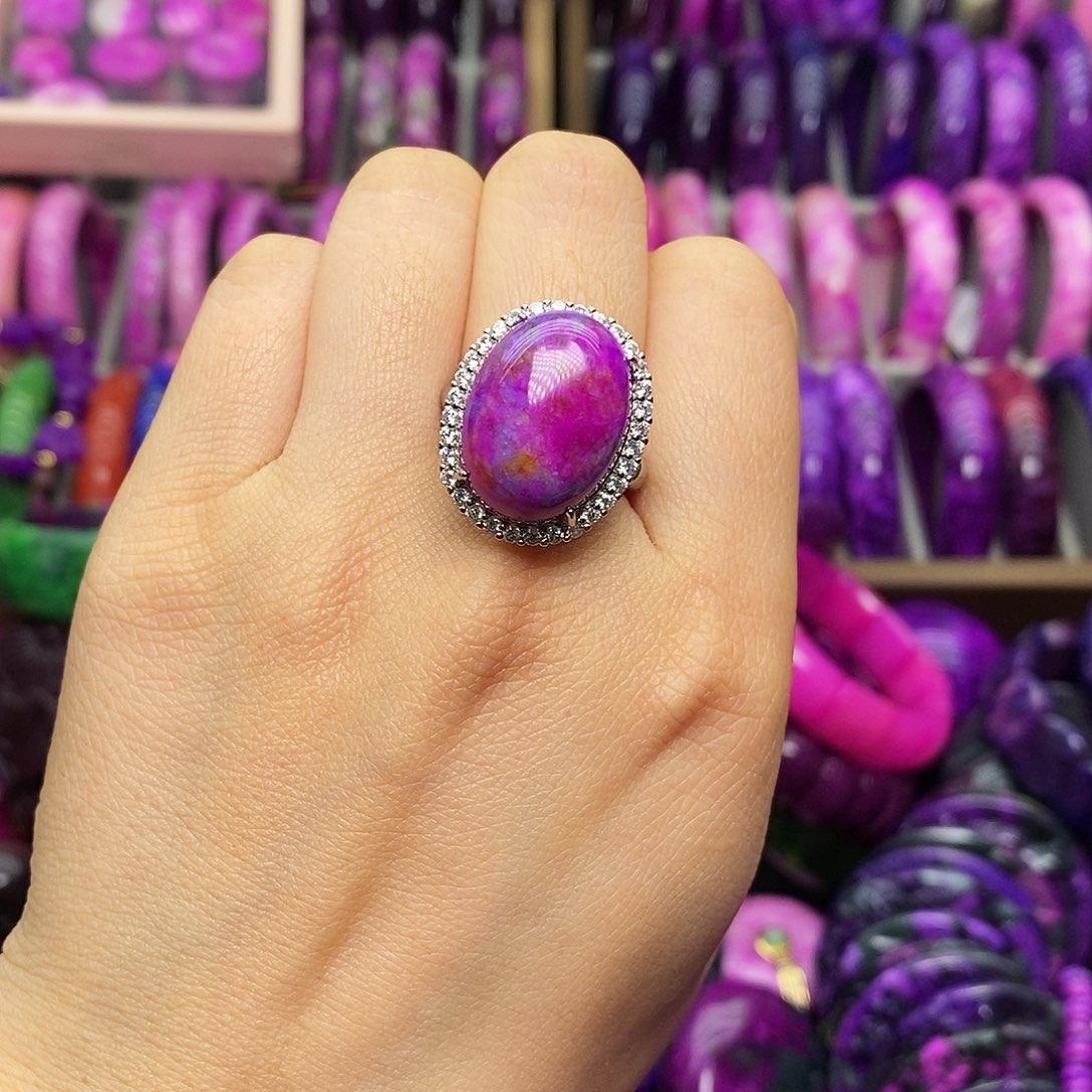 用***姐珐琅非金属花舒戒指