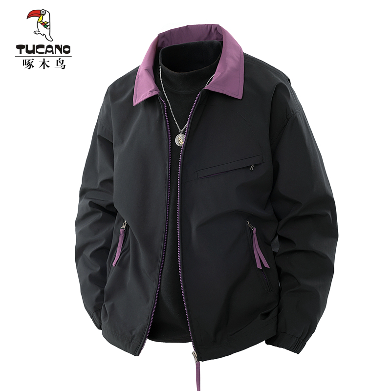 TUCANO/啄木鳥春季新款情侣百搭时尚夹克复古翻领简约休闲外套潮