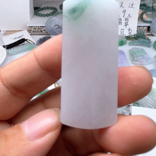 翡翠未镶嵌颈饰翡翠高冰紫➕绿无事牌