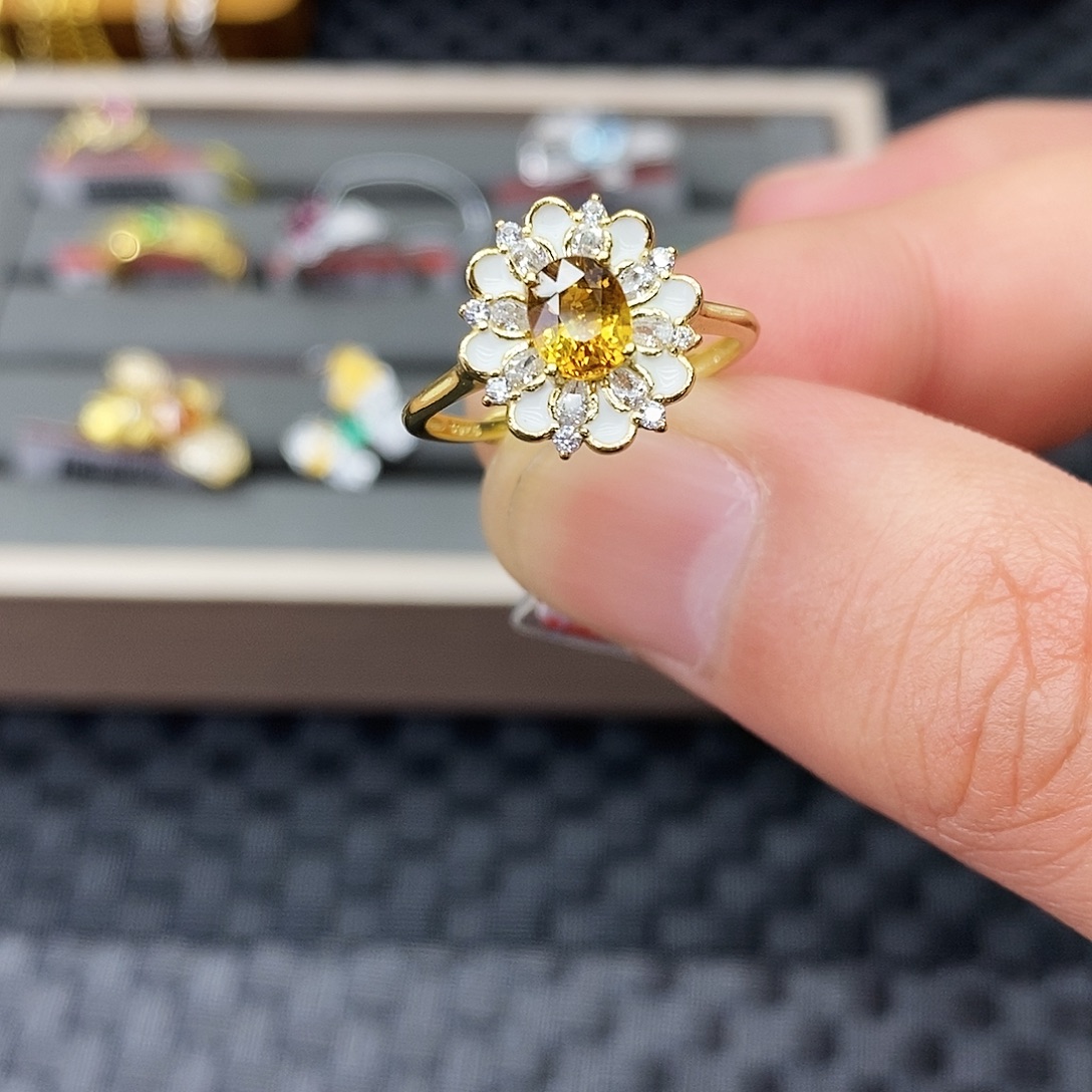 戒指石榴石银S925镶嵌