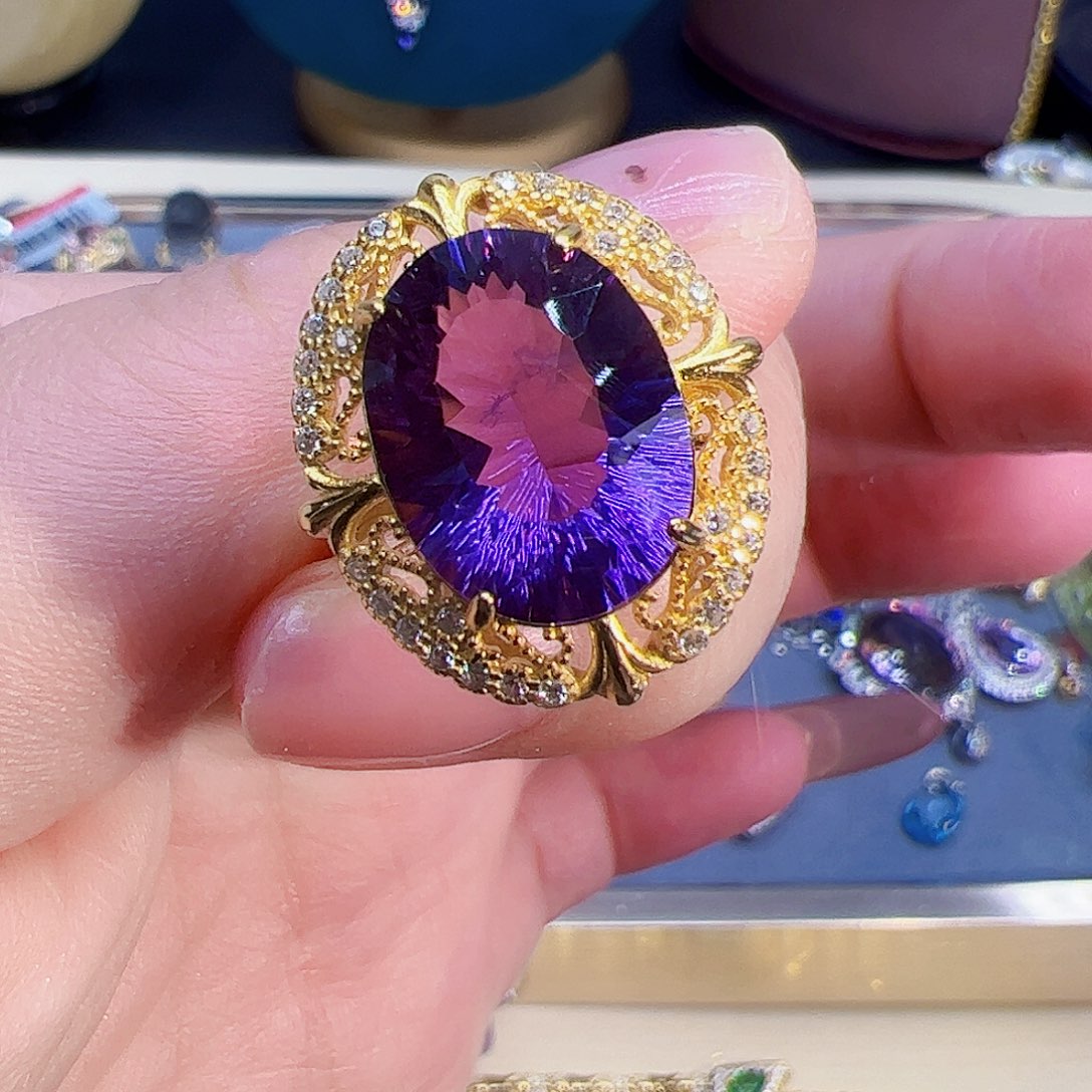 紫晶紫水晶银S925镶嵌