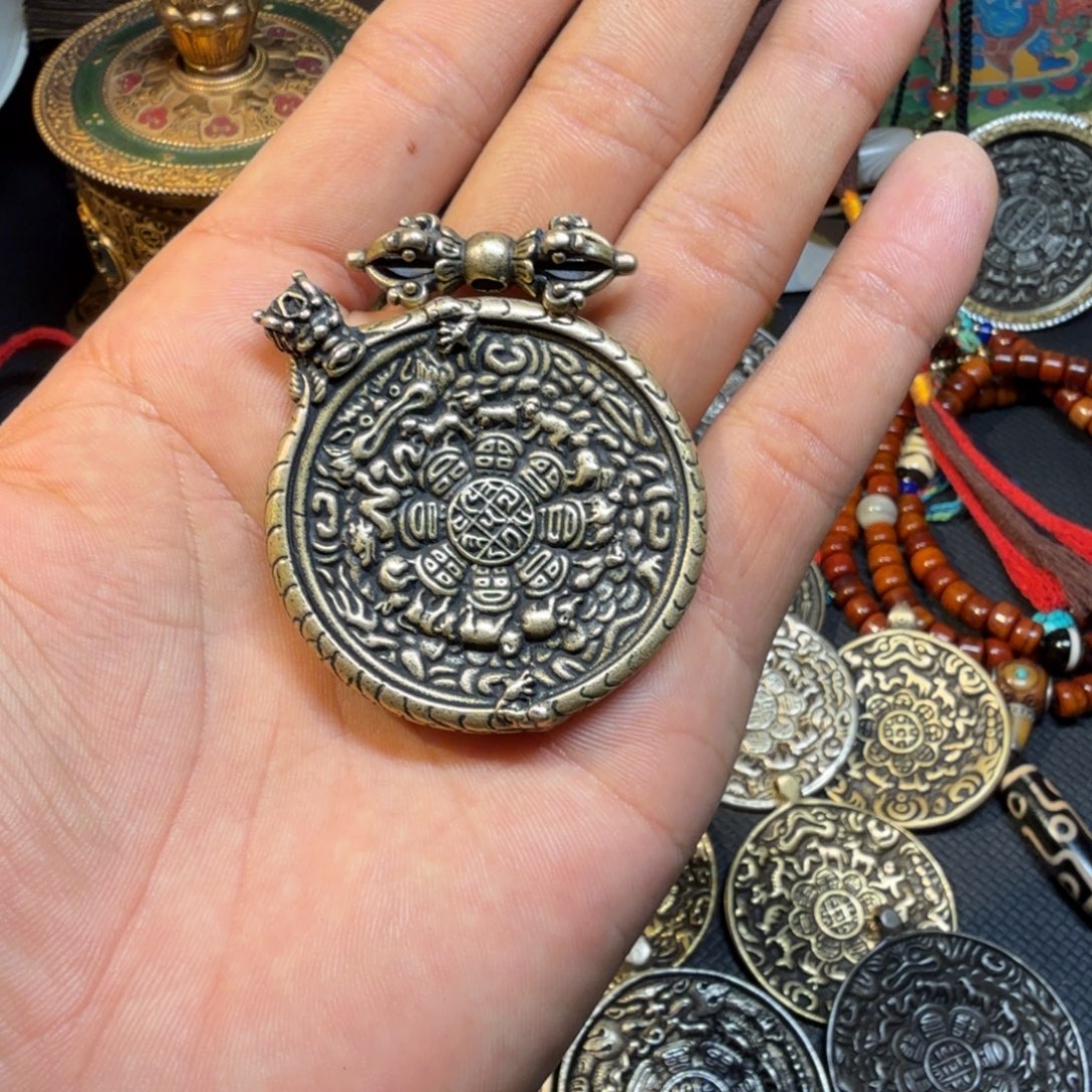 用***6藏传九宫牌念珠铜器