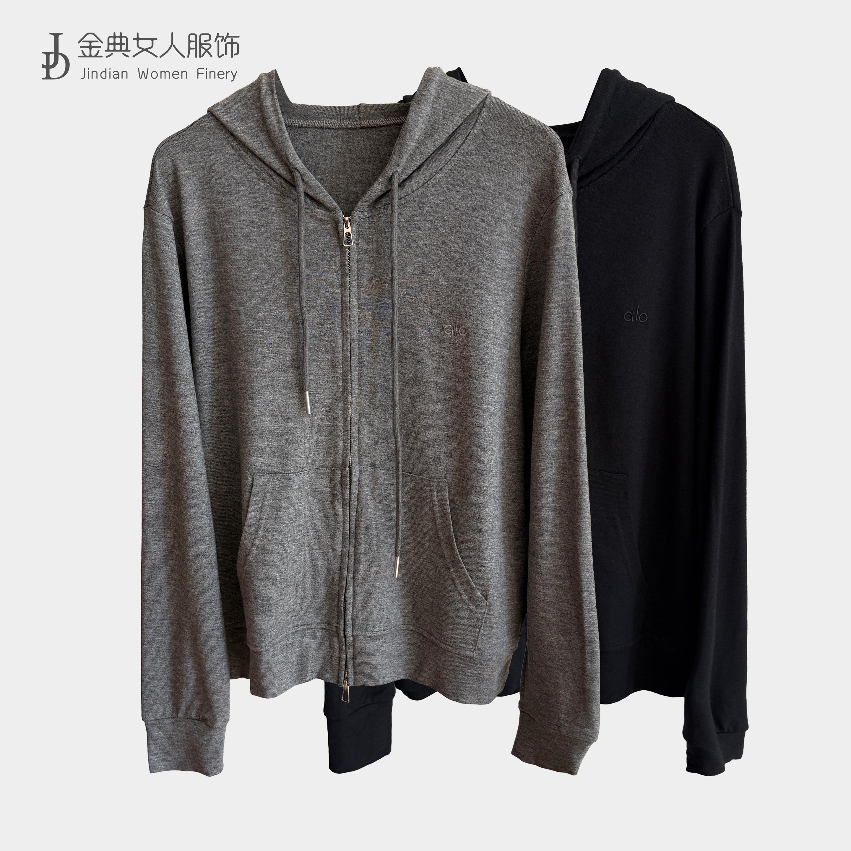 小众设计感双拉链减龄连帽外套  中年妈妈时尚休闲简约女外搭8720