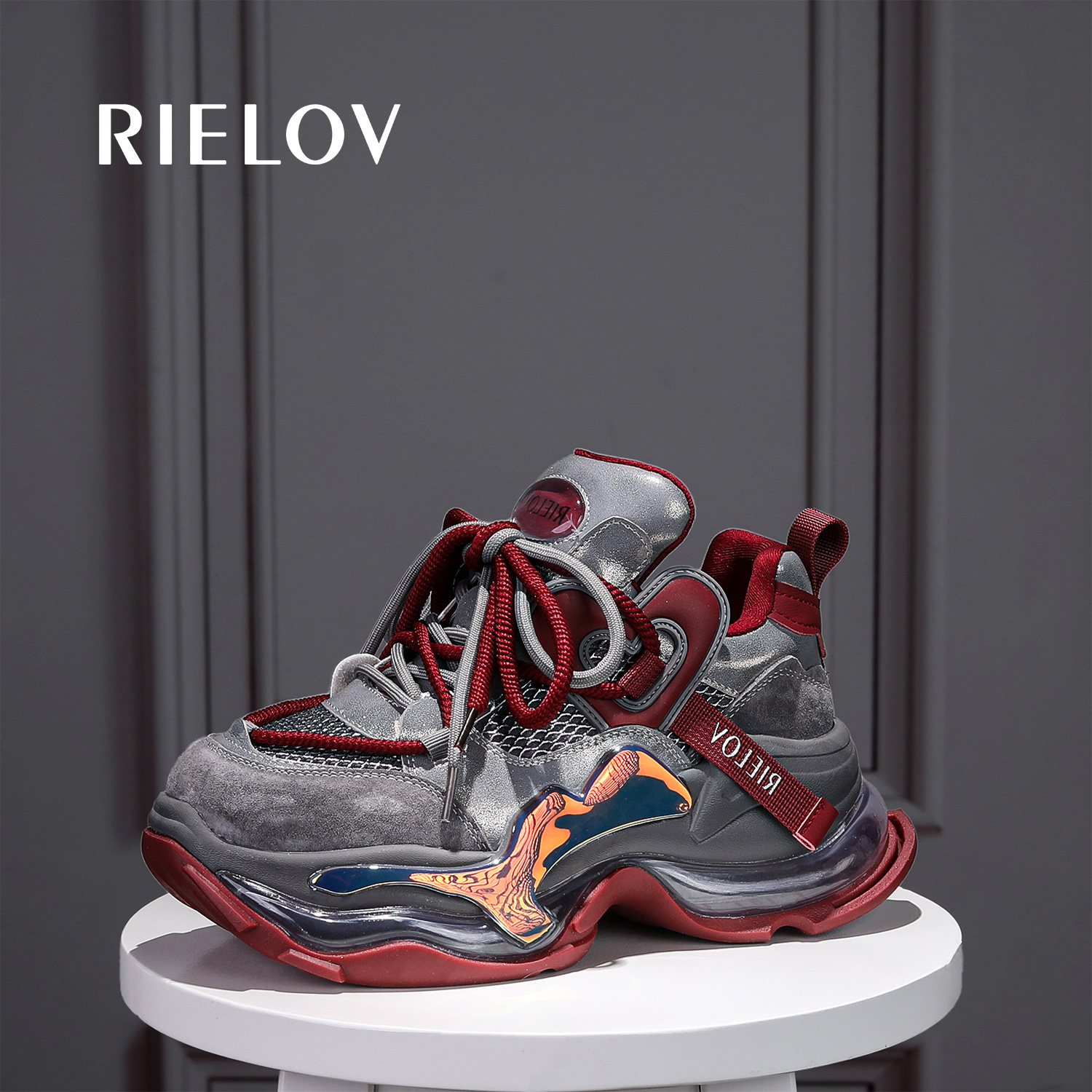 RIELOV【桃子】增高7cm时尚潮流网红百搭女士休闲鞋 25-990