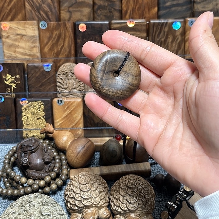 金丝楠把件金丝楠木小叶桢楠平安扣