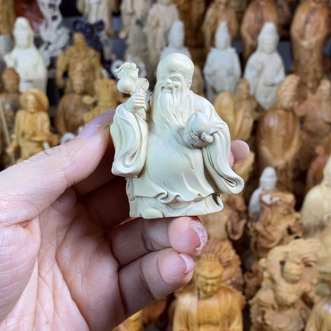 流***华木黄杨6寿星公手把件