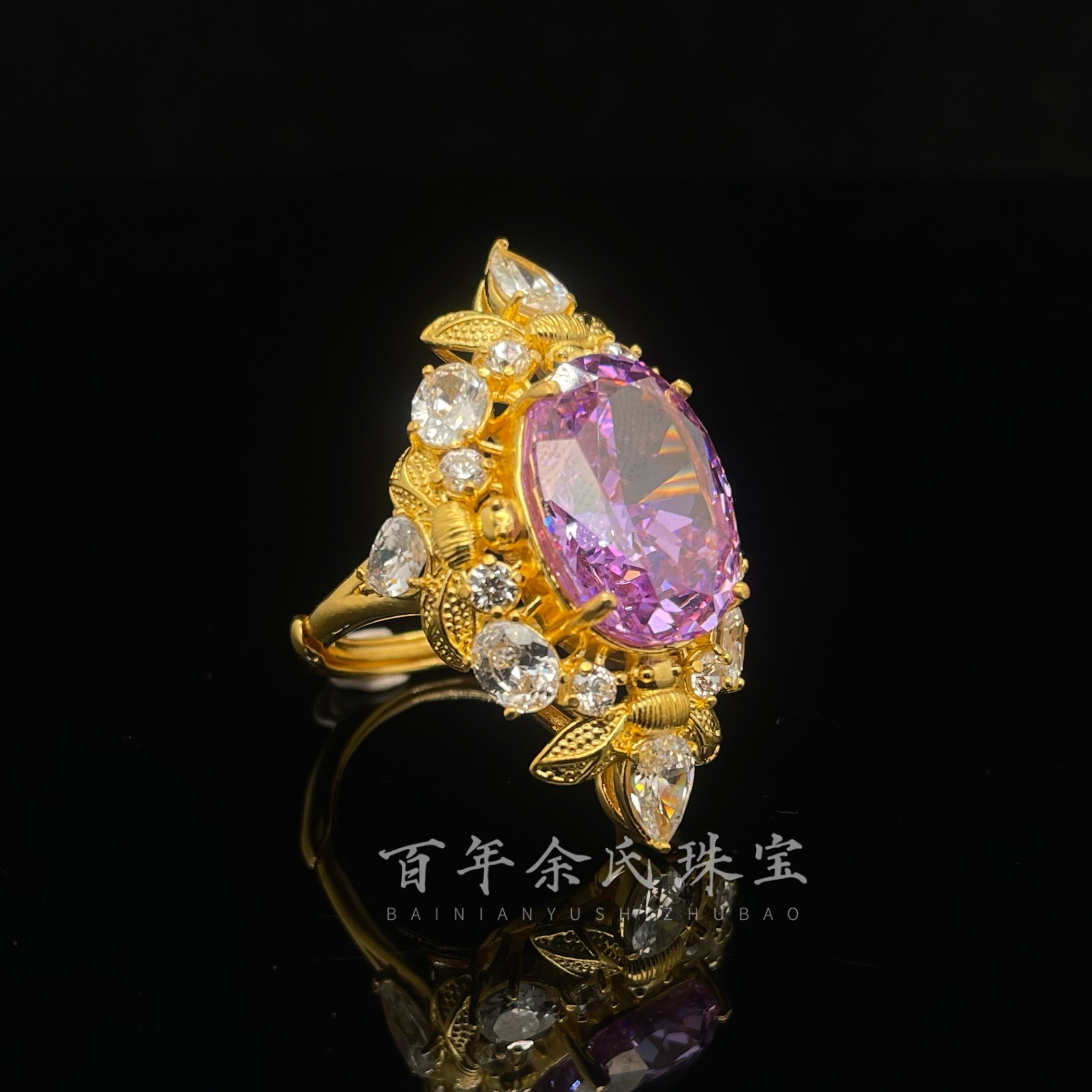 【星河梦境】-足金999黄金镶嵌精美戒指活口