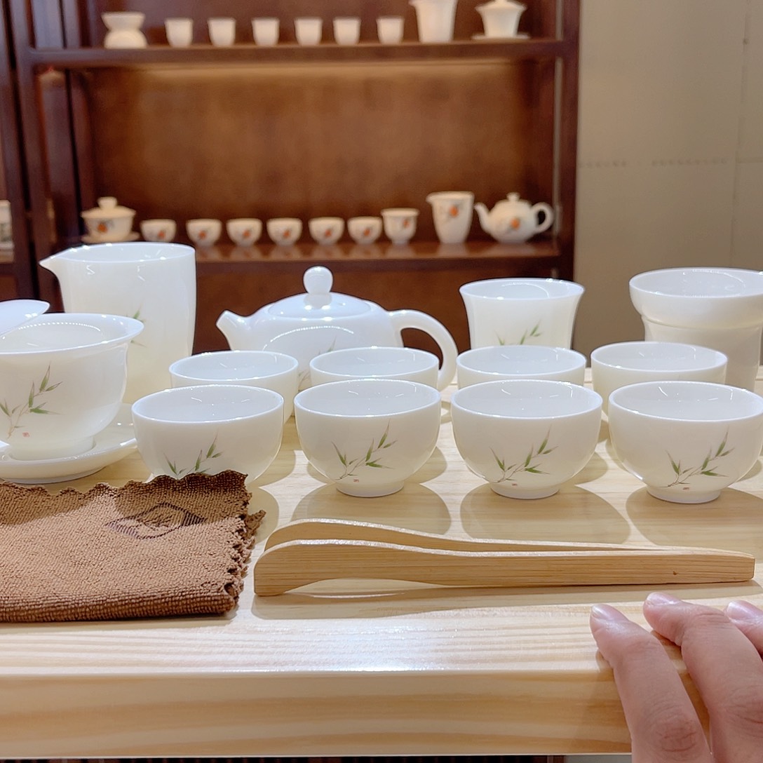杯玄致羊脂玉瓷茶具套装