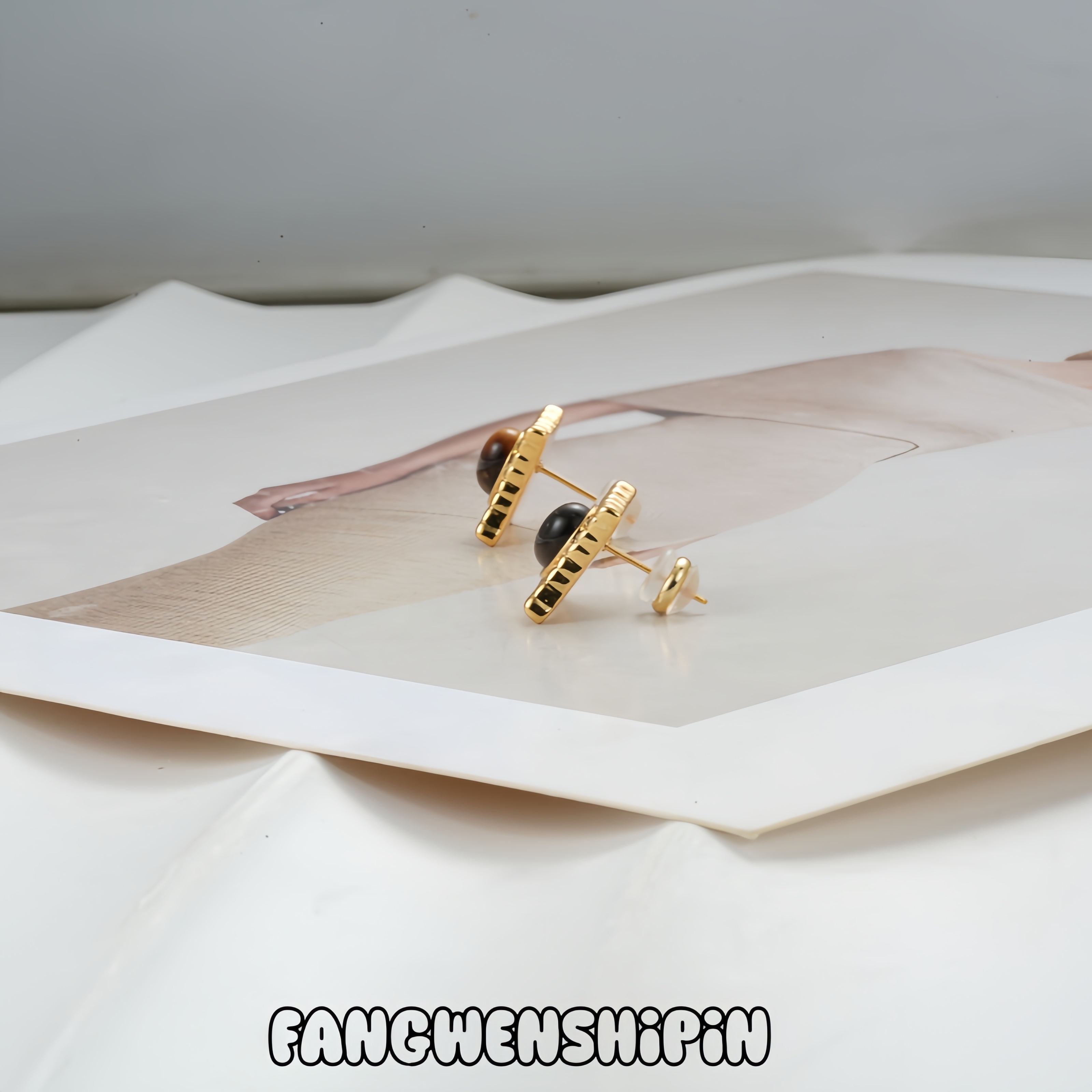 铜合金树脂耳饰 【镀K金】【925银针】耳环4655