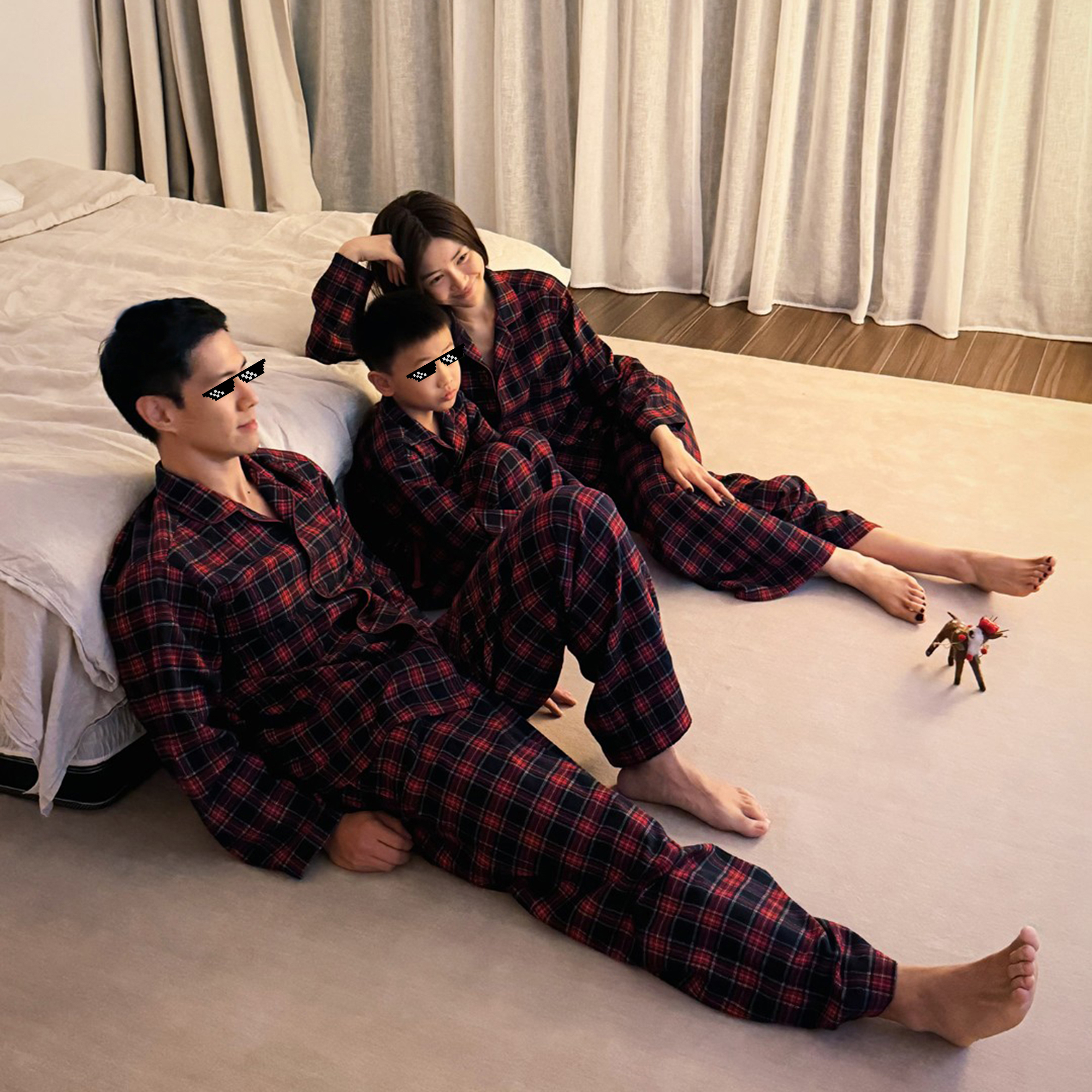 ROMI STUDIO“亲子套装”格纹磨毛松弛氛围居家服  RWCANU7254