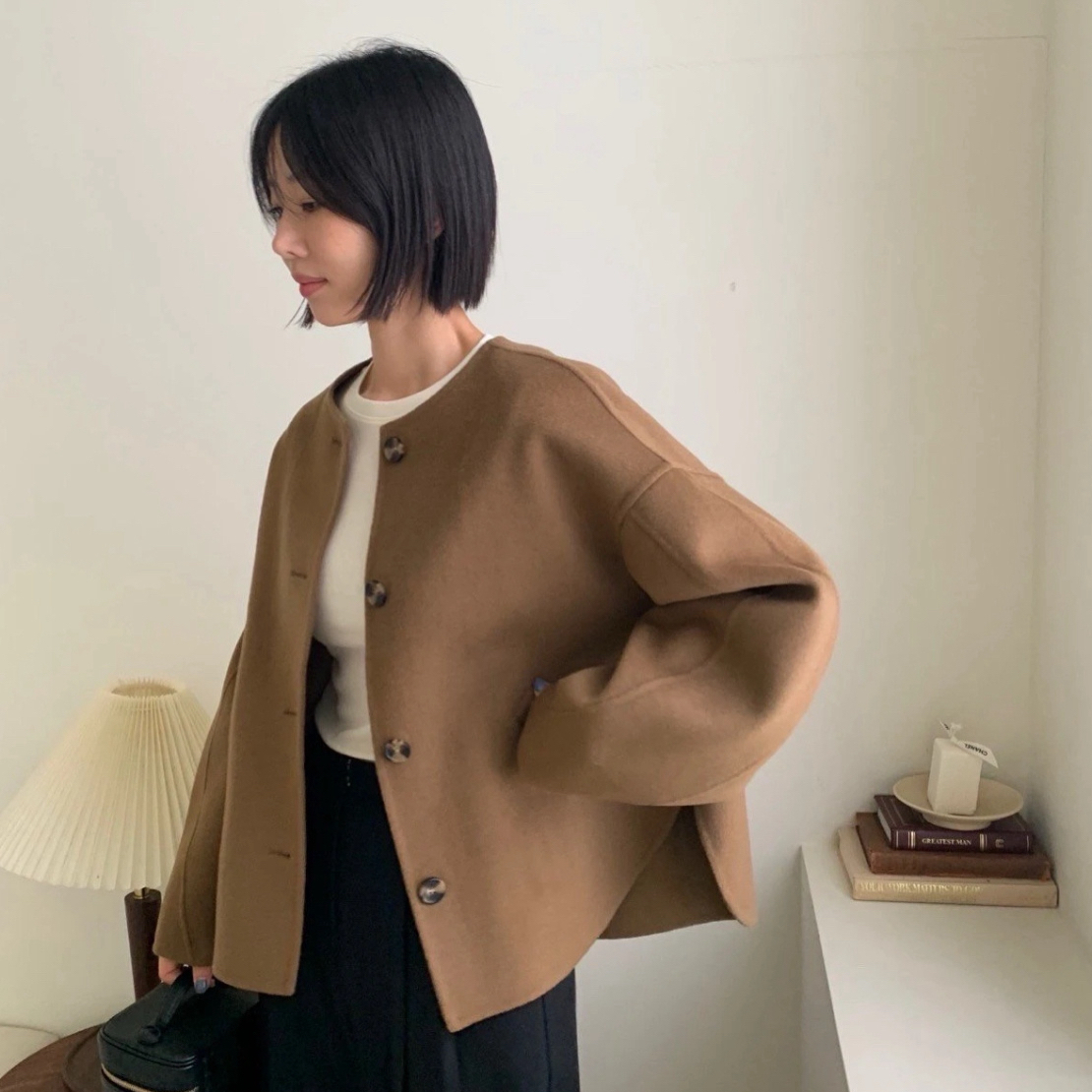 闪闪兒 元 韩国品牌S****J圆领羊毛外套9714