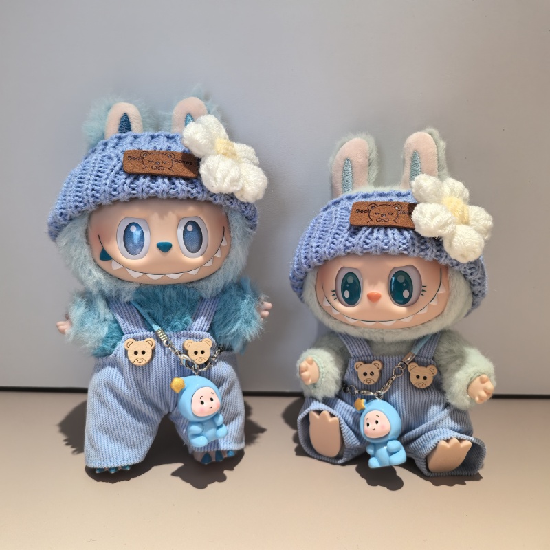 labubu娃衣GD同款小雏菊帽子背带裤一代二代三代拉布布衣服替换装