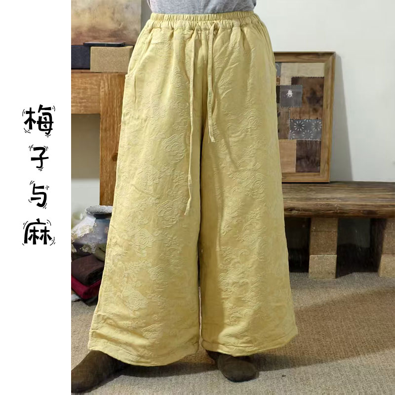 【大梅子推荐】设计款亚麻提花棉裤JG5969B