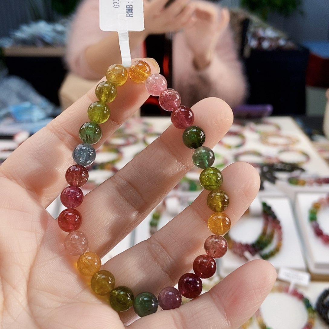 碧玺手链未镶嵌G2308单圈微色差发一