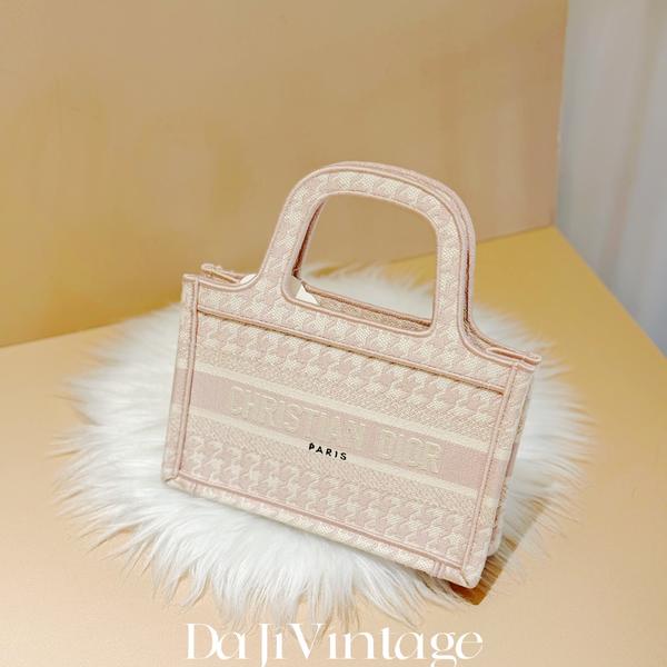 大吉中古/Dior迪奥千鸟格粉色迷你托特手提包