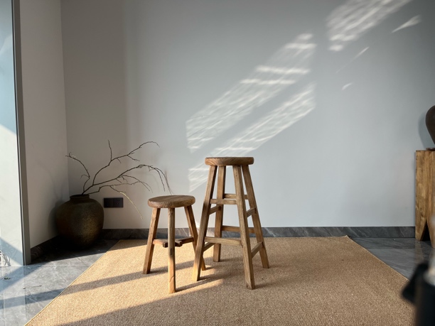 老榆木风化圆凳吧台凳餐凳小圆凳