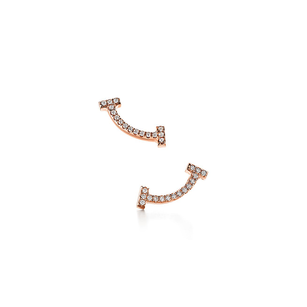99新 Tiffany & Co./蒂芙尼 玫瑰金mini笑脸满钻耳钉，公价21100