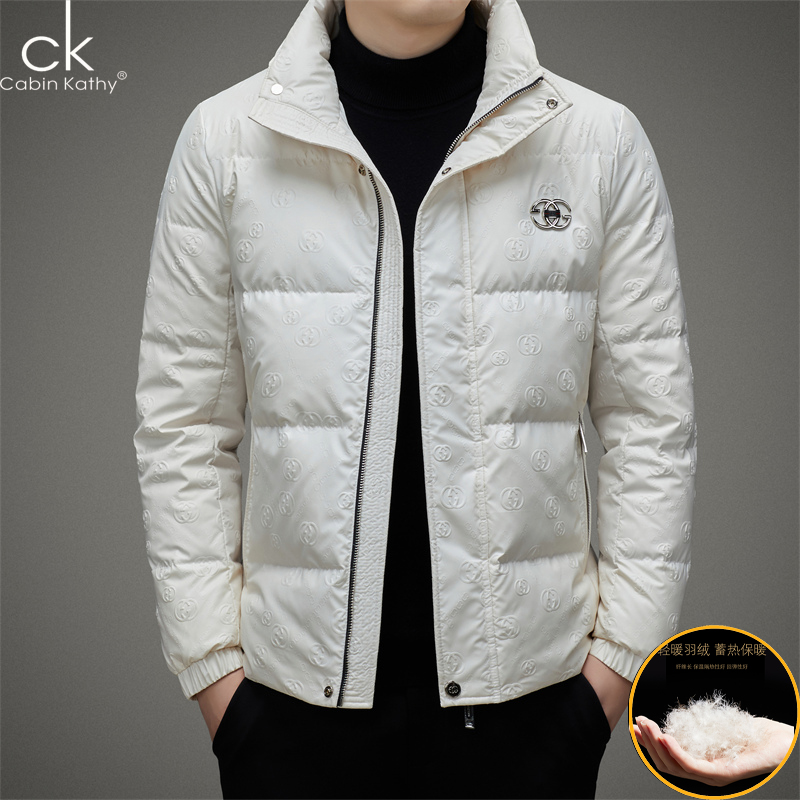 冬季新款意大利品牌CK正品男士羽绒服时尚高档立领印花90鸭绒外套