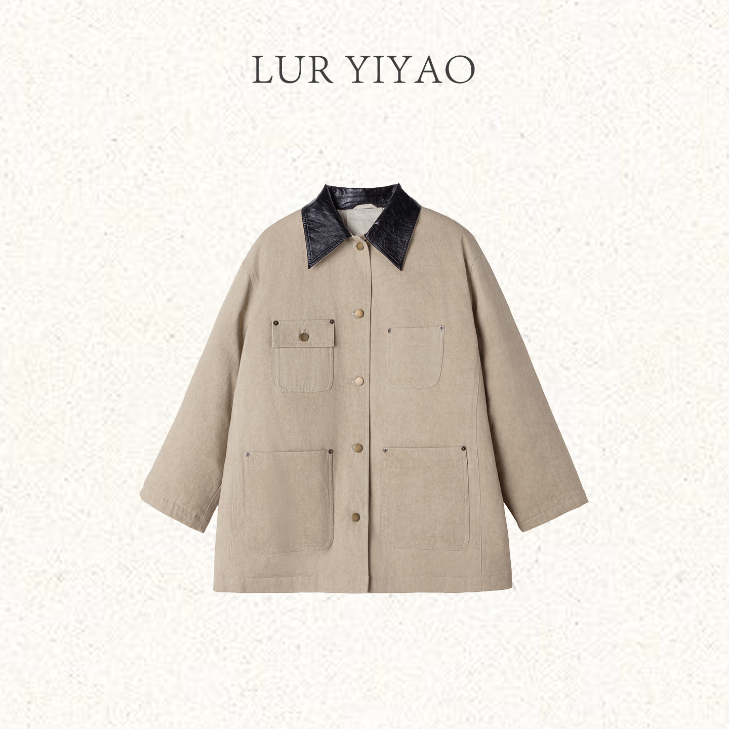 L'U'R/YI'YAO【羽绒系列卡布奇诺】冬季翻领撞色工装羽绒夹克275