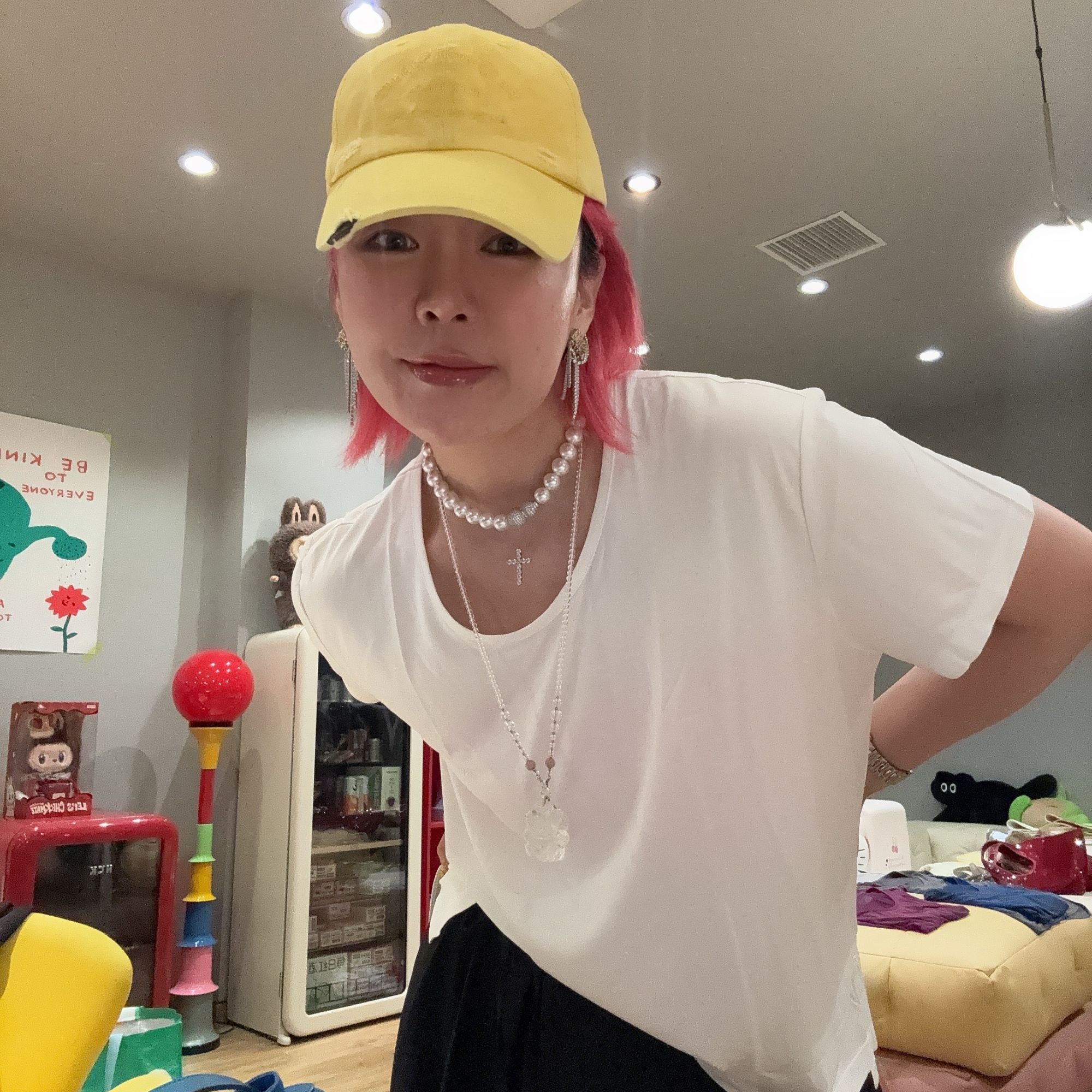 FOR FOR FREE-“滑溜溜系列”莫代尔U领开衩短袖t恤女士纯白