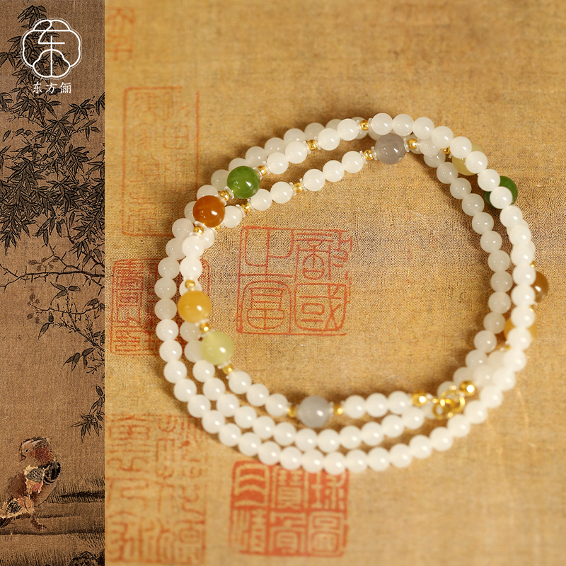 东方俪DOFUNLY【锦云链】和田玉气质18K金设计款项链WYXL霁月