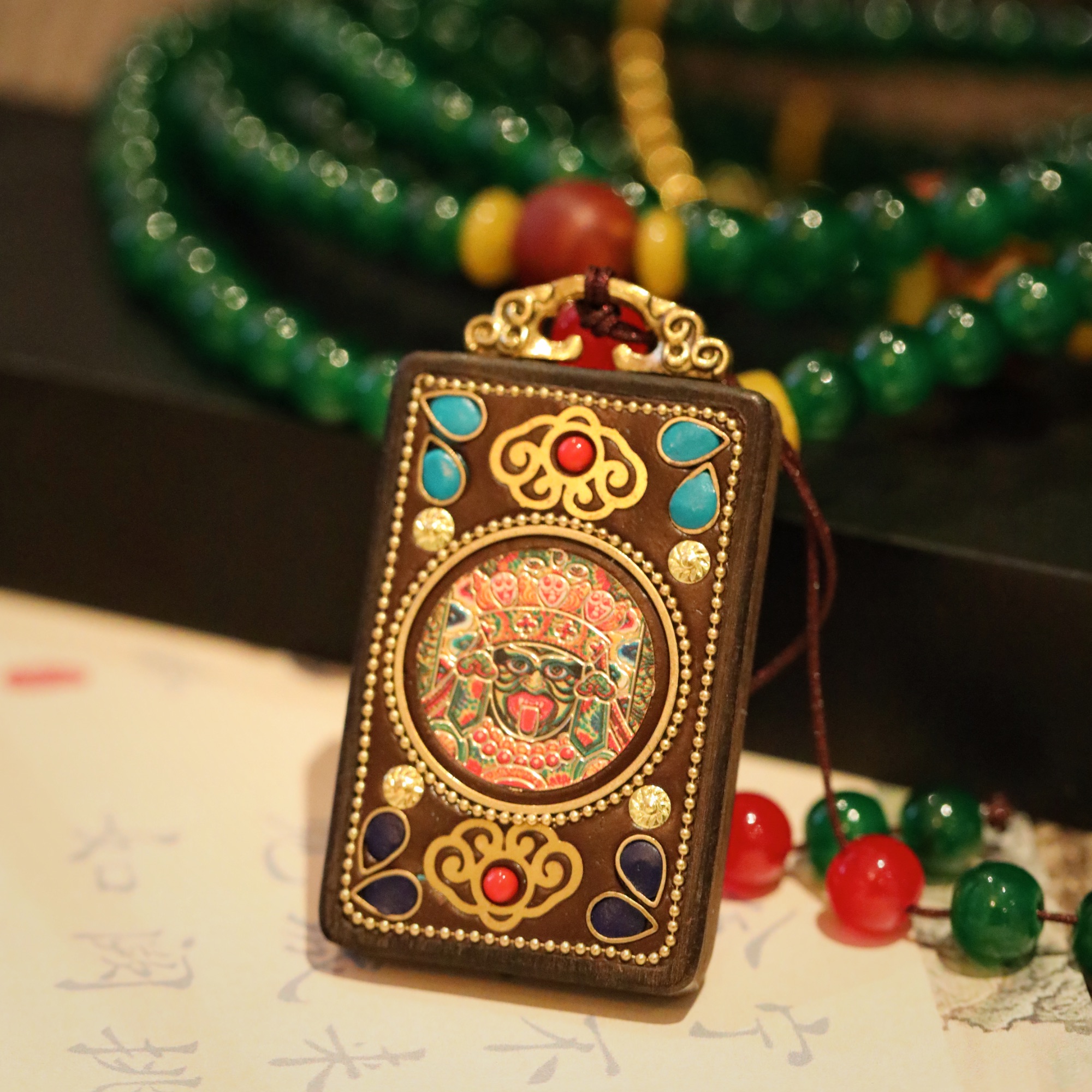 非金属木质吊坠 【八方来财】扎基檀木吊坠新中式链可单圈双圈斜挎