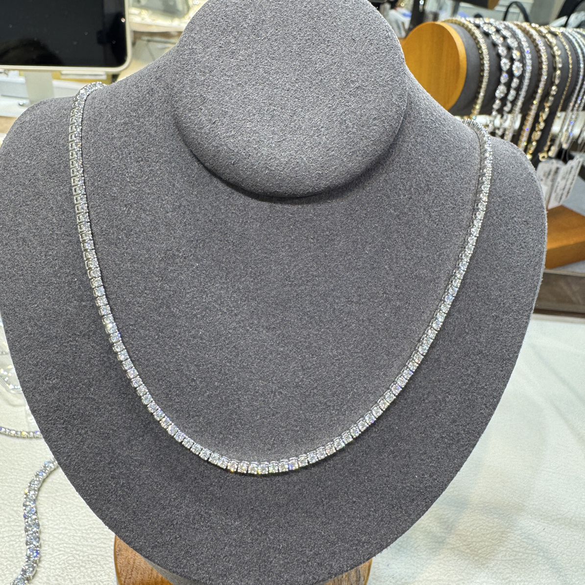 实验室培育钻石【念慈高定】PT950网球满钻项链锁骨链日常40cm