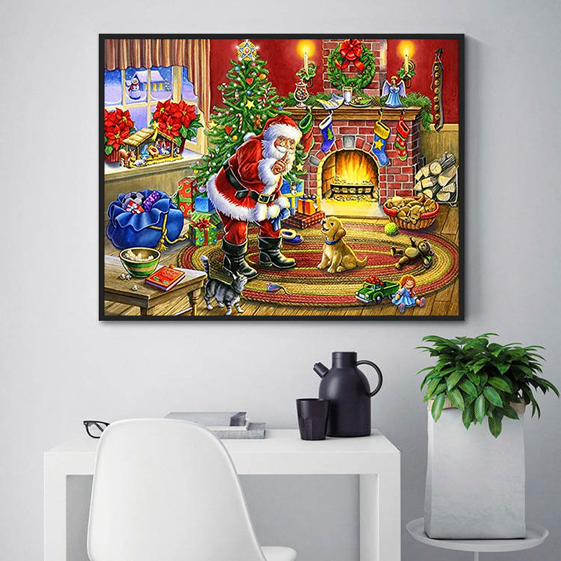【乐乐甄选钻石画】新款【圣诞老人】喜庆满钻餐厅客厅手工钻石画卧室