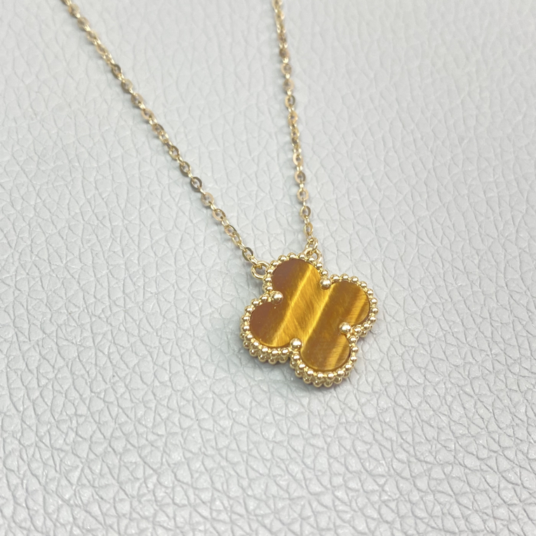 18K虎眼石四叶草套链（3克左右）