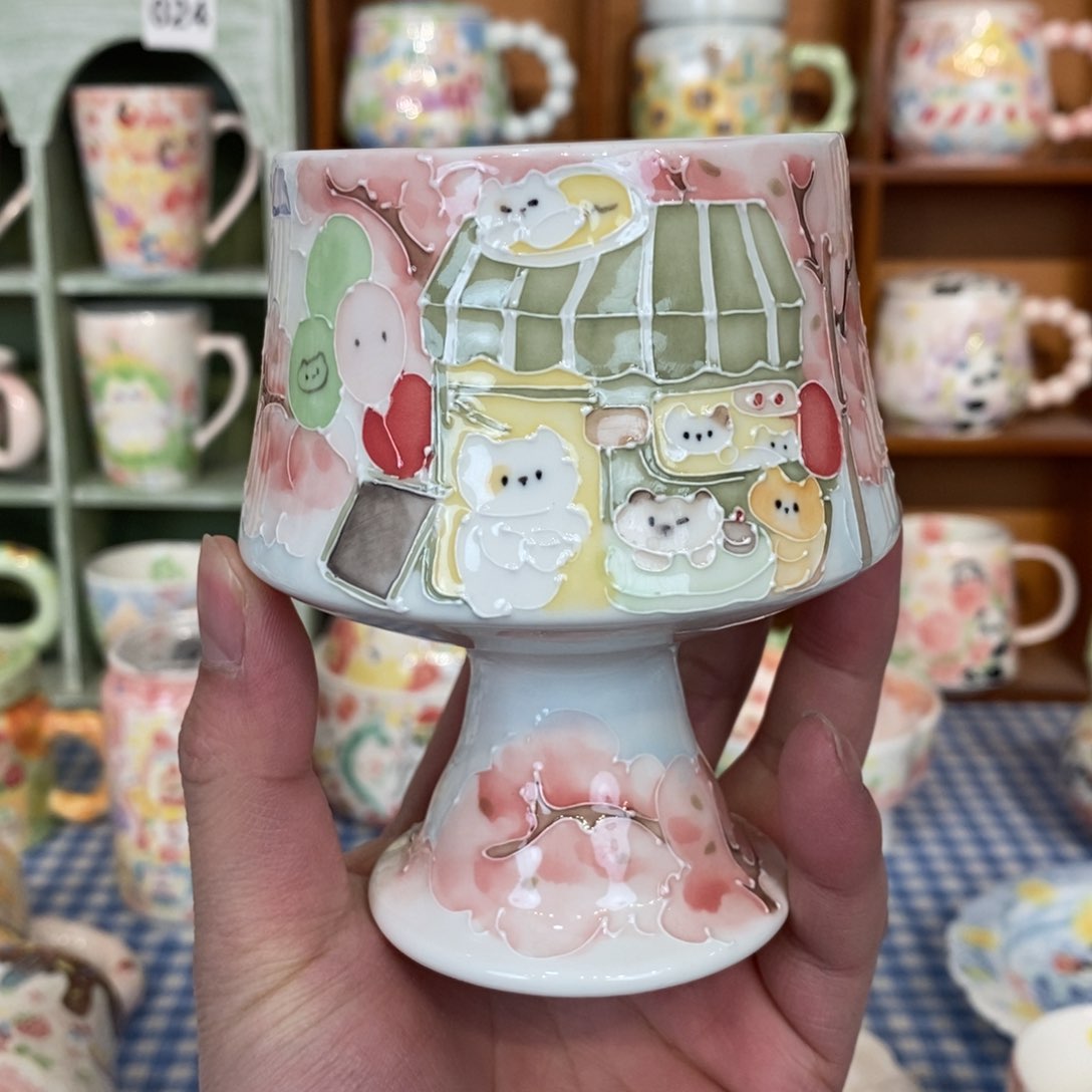 瓷片小猫商店高脚杯福利