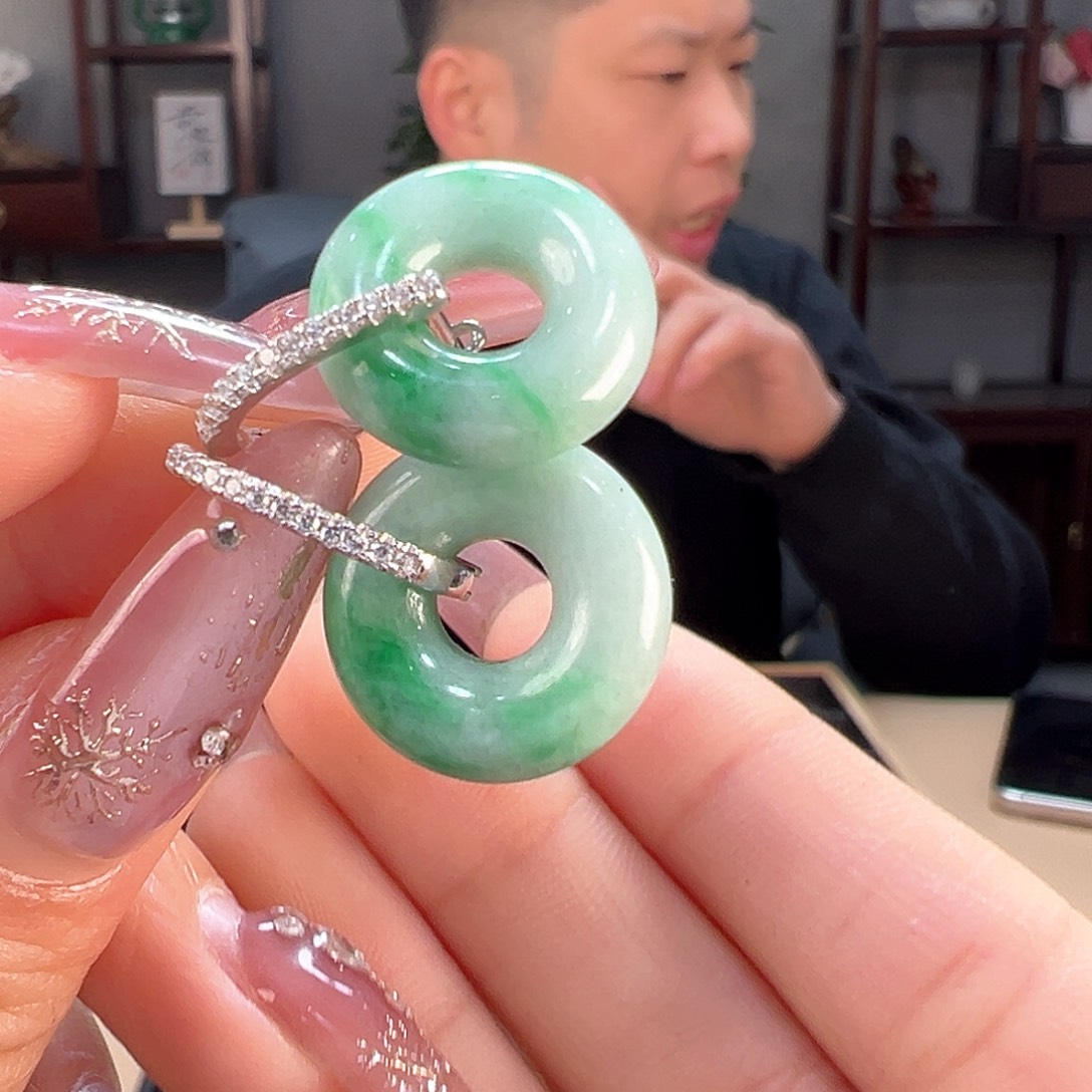 翡翠耳饰银S925镶嵌耳环6