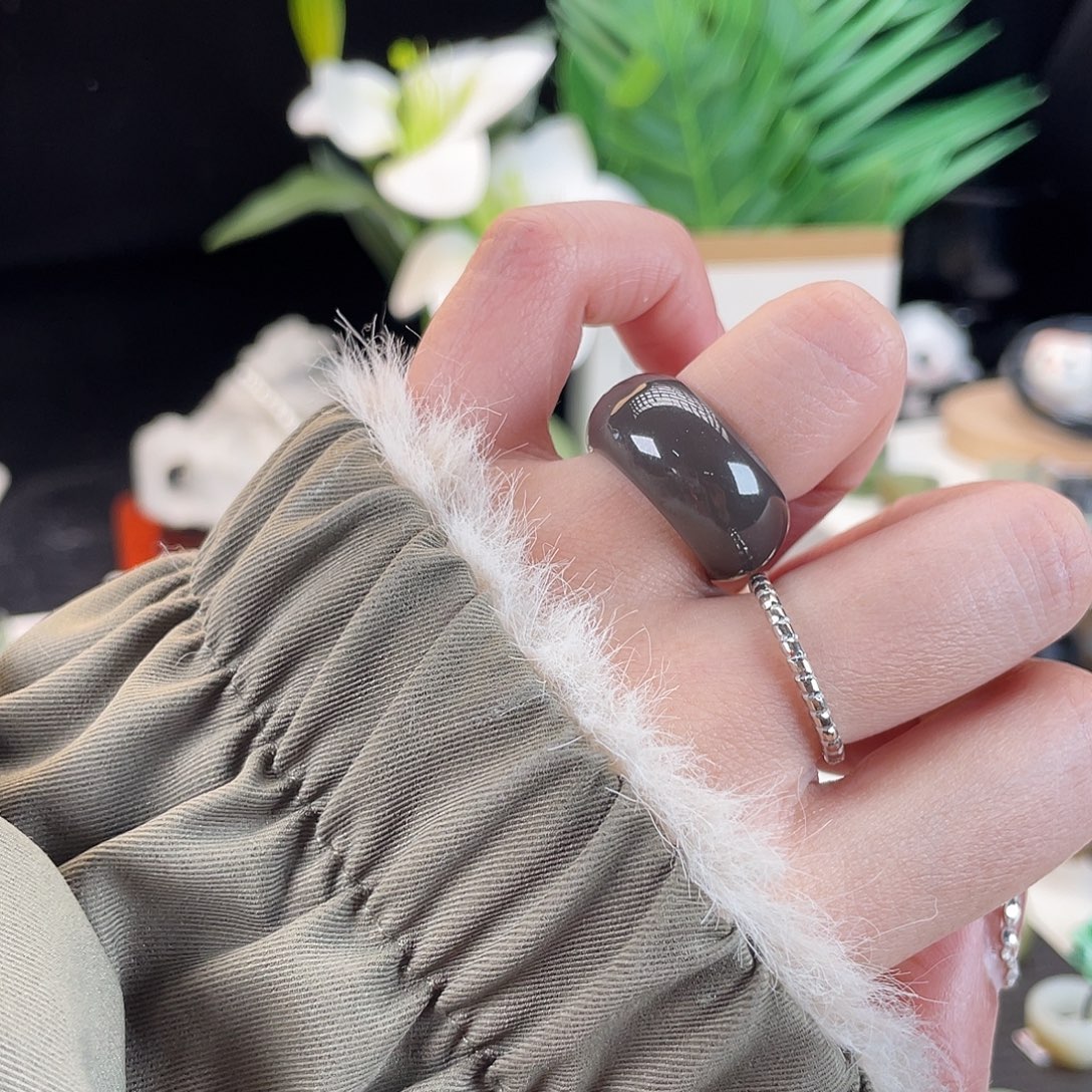 和田玉未镶嵌戒指E52高级魅力紫17.2轮胎带24h